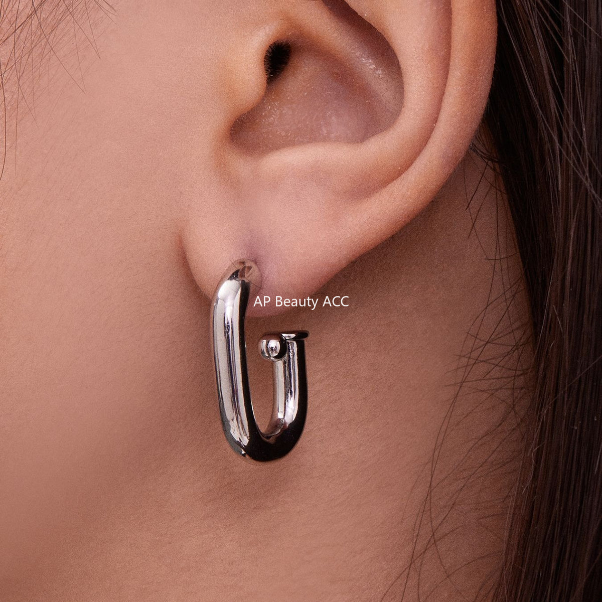 B廠-法式U型橢圓耳環簡約冷淡風耳釘銅材質鍍18k真金不掉色耳飾「F763」25.11-1