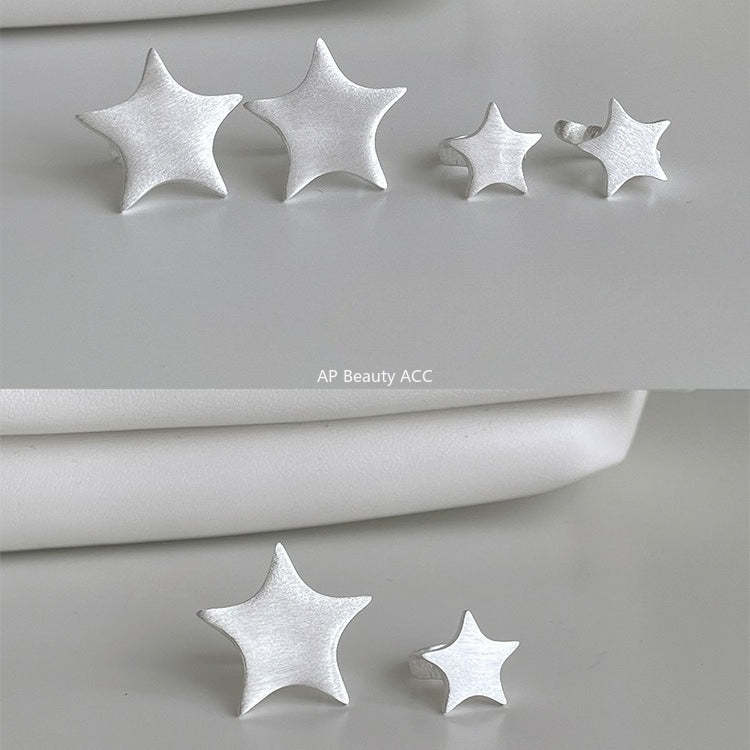 C廠-韓版拉絲五角星無耳洞耳夾女時尚簡約氣質耳骨夾輕C形高級感輕奢「EJ-49」25.12-1