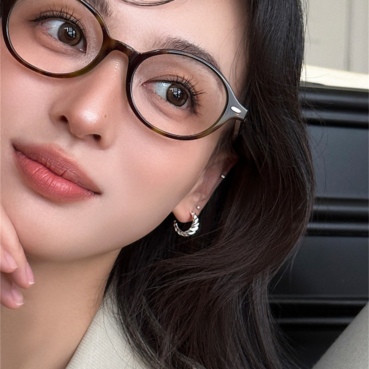 C廠-輕奢復古感麻花銀針耳釘女韓版小眾高級感C形耳環時尚百搭ins耳飾「EH-3818」25.08-4
