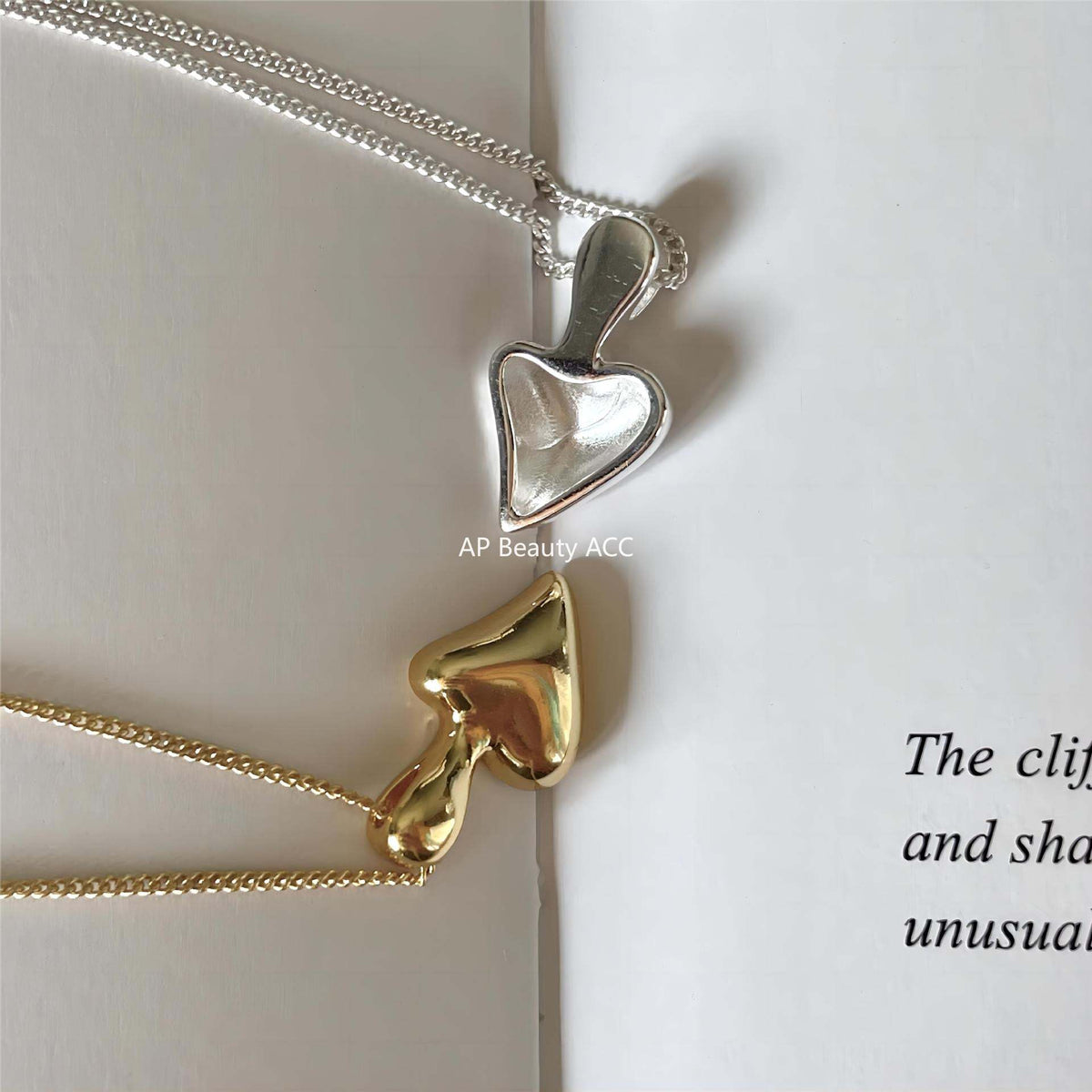 F廠-韓國韓版925純銀不規則愛心項鍊簡約ins網紅小紅書項鍊「B1195」25.12-2