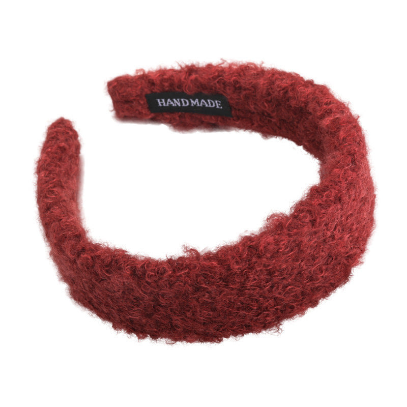 E廠-2025新款秋冬毛毛絨絨羊卷毛頭箍寬邊壓髮卡髮捆頭飾高顱頂髮箍女「27649」25.11-1