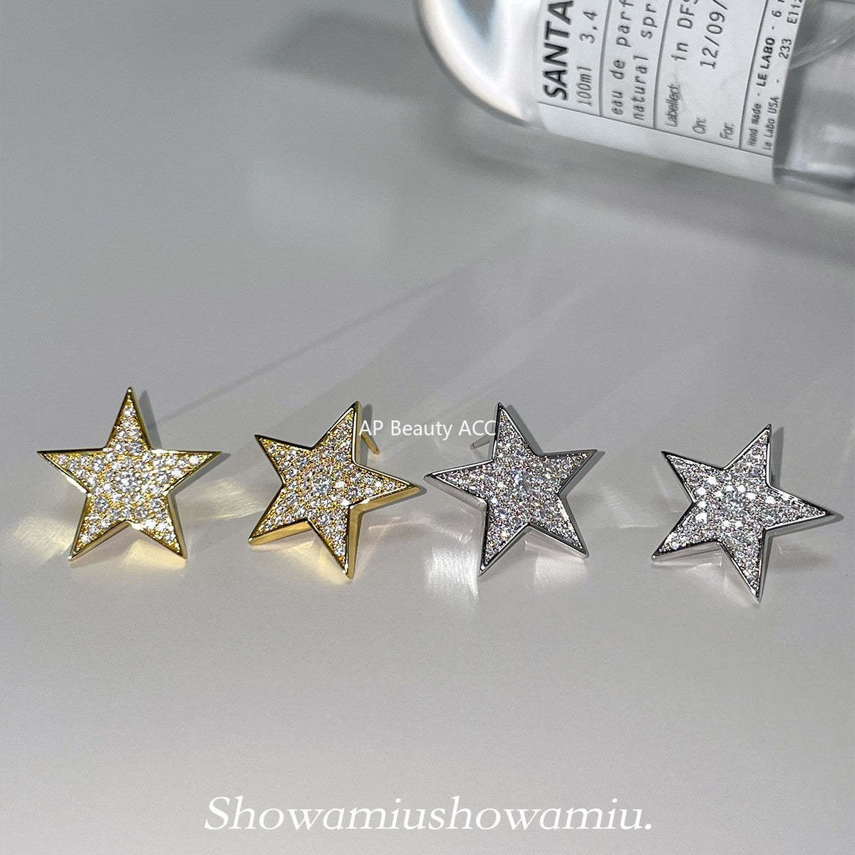 C廠-925銀針滿鑽五角星耳釘輕奢簡約百搭高級感鋯石耳環日常精緻耳飾「EH-4111」25.11-3