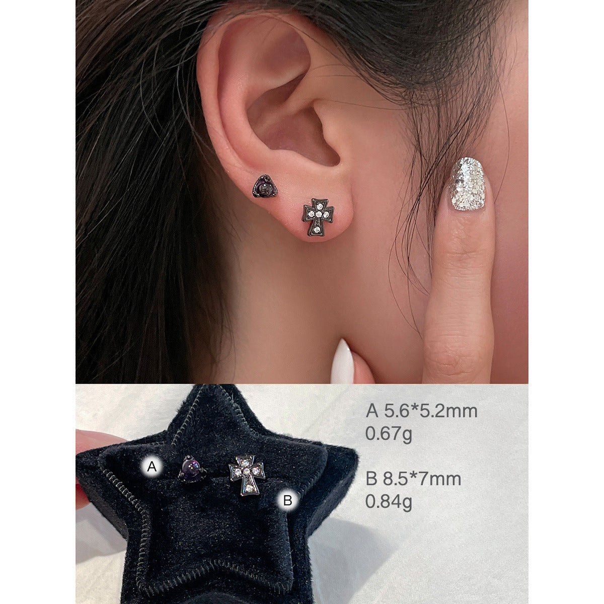 C廠-奢爆閃鋯石耳釘女甜美風蝴蝶結星球鈦鋼耳環精緻百搭氣質耳飾「EH-3766」25.05-5
