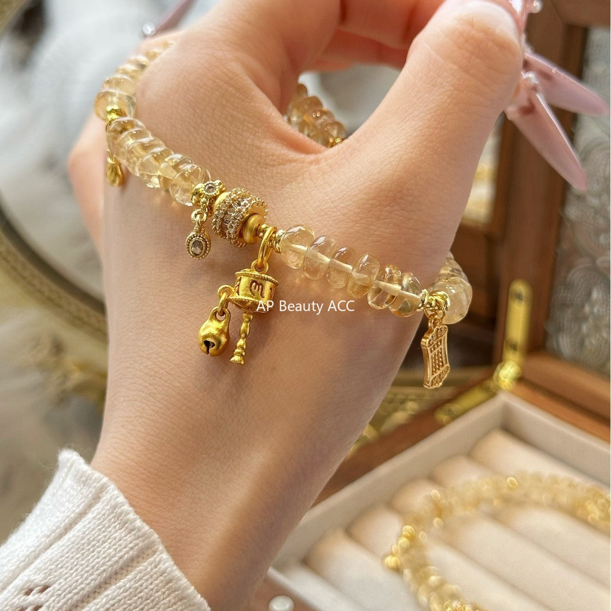 AS廠-天然黃水晶算盤時尚氣質簡約高級感招財轉運珠手鍊手串爆款「l2980」25.11-2