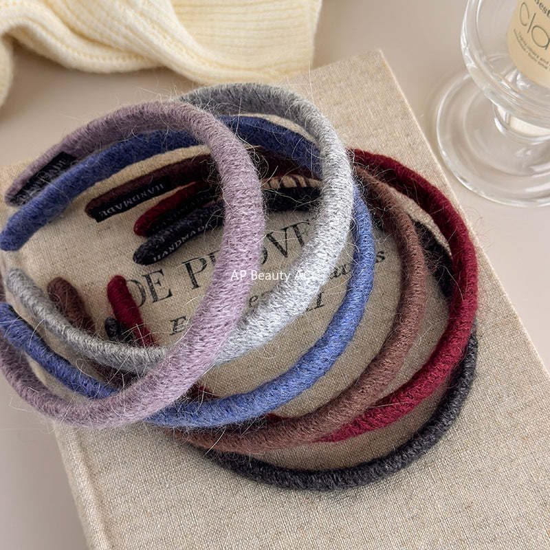 E廠-秋冬毛線針織細髮箍女2025新款高顱頂洗臉壓髮頭箍洋氣外出髮卡「27651」25.11-3