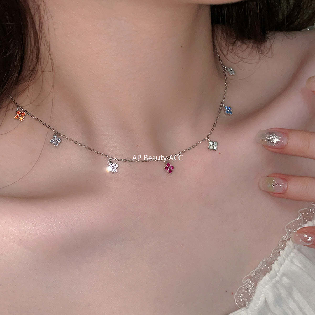 C廠-新款爆款復古多巴胺四葉草項鍊女925純銀百搭法式輕奢疊戴鎖骨鏈「XL-1214」25.12-2