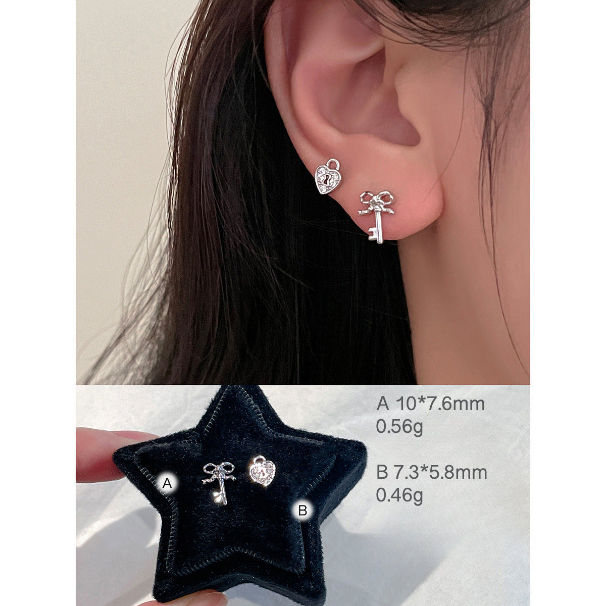 C廠-奢爆閃鋯石耳釘女甜美風蝴蝶結星球鈦鋼耳環精緻百搭氣質耳飾「EH-3766」25.05-5