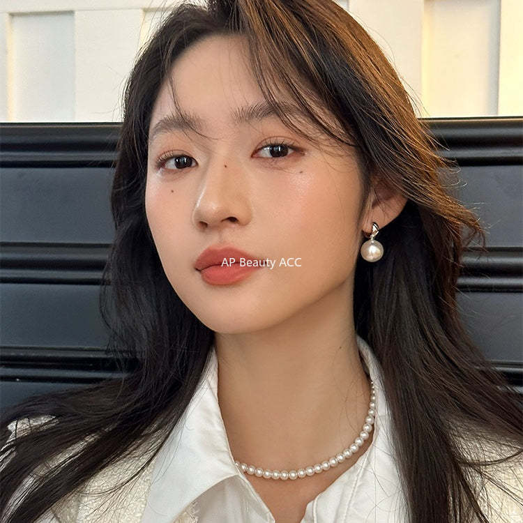 C廠-925銀針氣質名媛風珍珠耳環女輕奢百搭氣質耳環日常通勤百搭耳飾「EH-4360」25.11-4