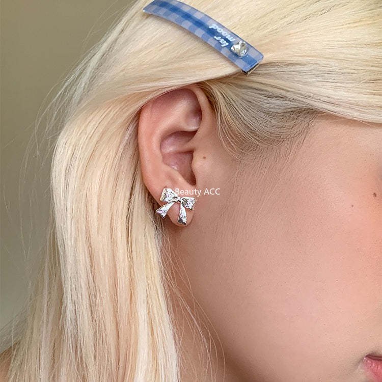 C廠-925銀針小香風蝴蝶結耳釘女精緻百搭韓系ins風耳環高級感秋冬耳飾「EH-4334」25.11-4