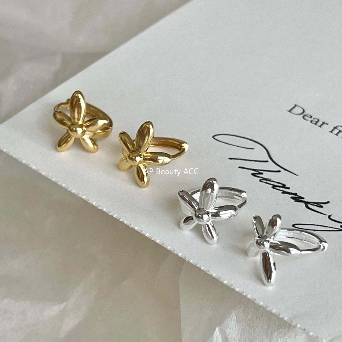 F廠-韓國韓版925純銀花朵耳扣耳環簡約氣質百搭ins風耳飾「C1413」25.11-3