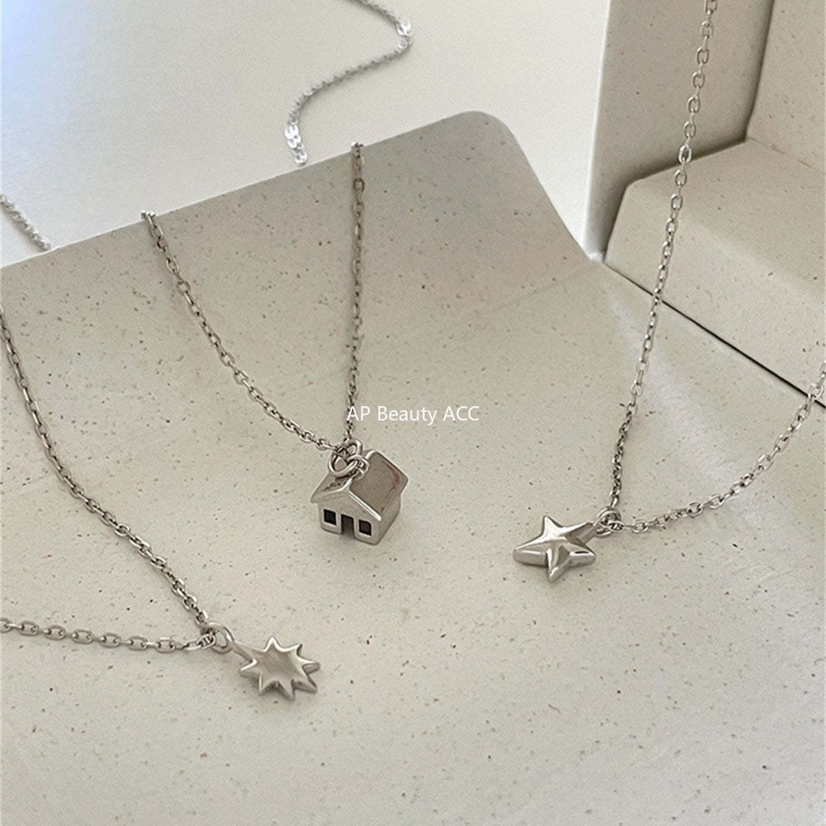 C廠-925純銀星星項鍊女小清新系日常百搭小房子吊墜鎖骨鏈高級感頸鏈「XL-1211」25.10-4
