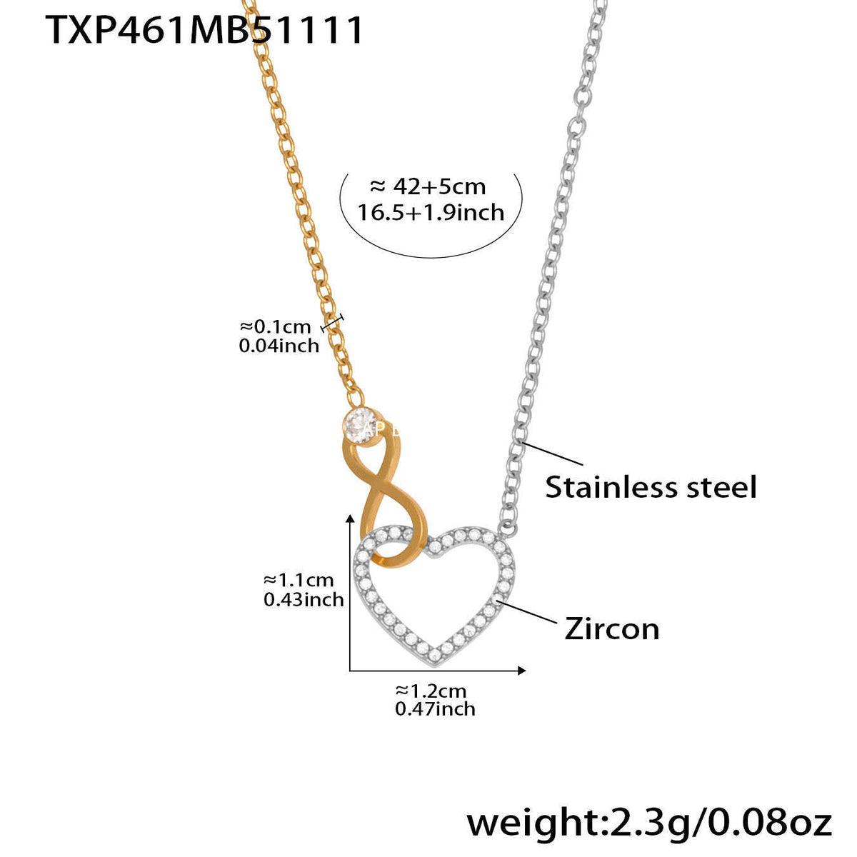 B廠-跨境熱銷款愛心8字鋯石超精緻項鍊手鍊套裝不鏽鋼鍍18k真金「TXP461」25.11-3