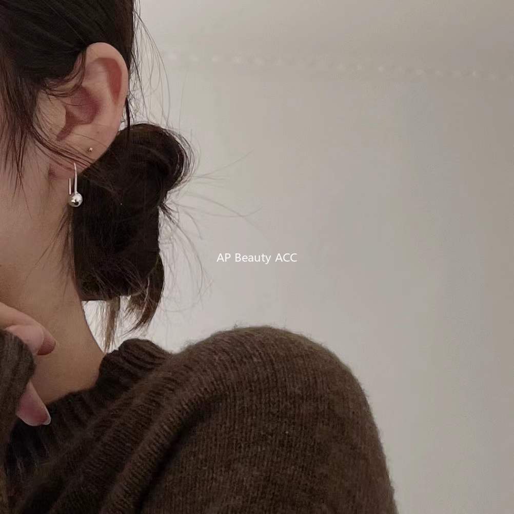 F廠-歐美跨境韓國清新S925純銀INS簡約圓珠耳扣個性耳釘「C883」25.12-1