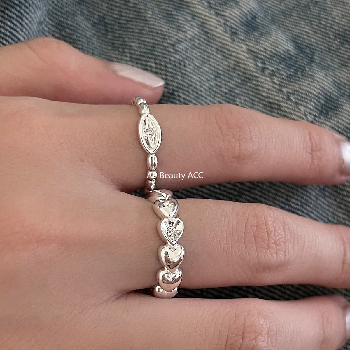 C廠-韓系簡約純銀愛心戒指女小眾精緻星星鋯石食指戒設計高級感新指環「JZ-0719」25.11-1