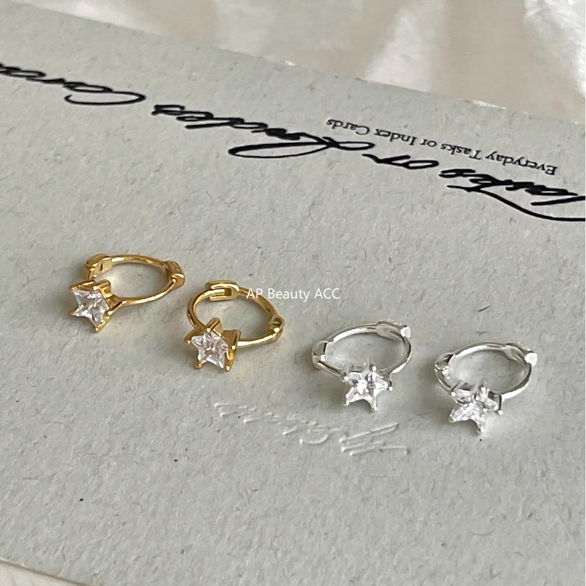 F廠-韓國韓版925純銀星星鋯石耳扣耳環簡約氣質百搭ins風耳飾「C1423」25.11-4