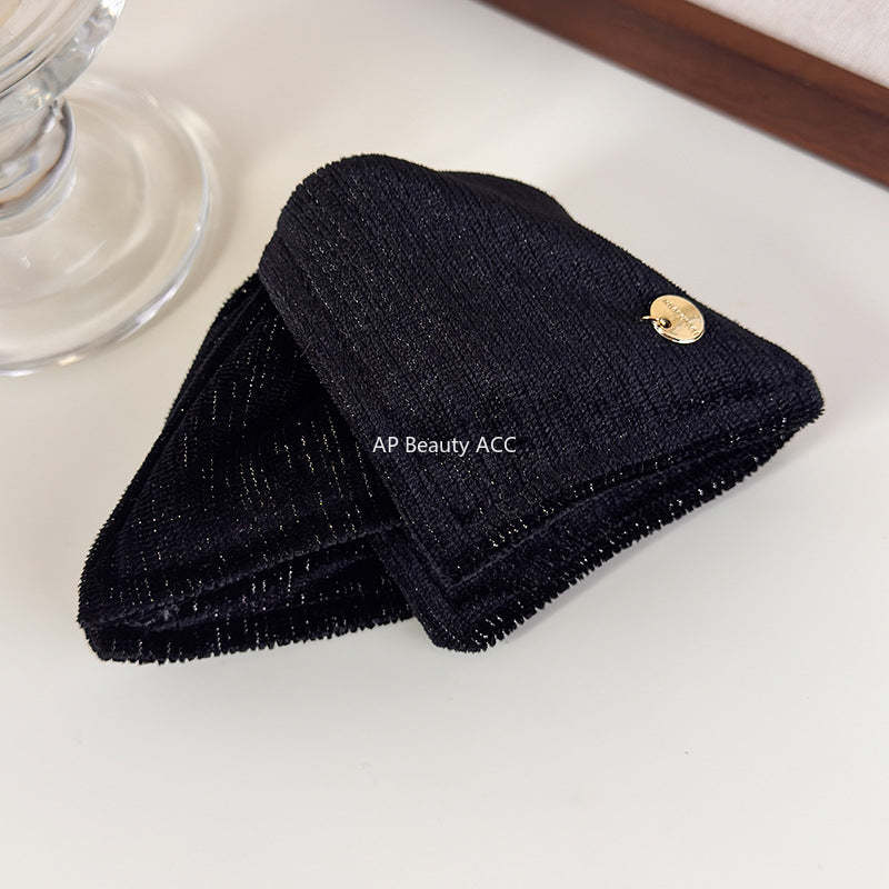 E廠-秋冬復古絨布三角抓夾輕奢純色布藝纏繞香蕉夾高級感扎馬尾竪夾「27720」25.11-4