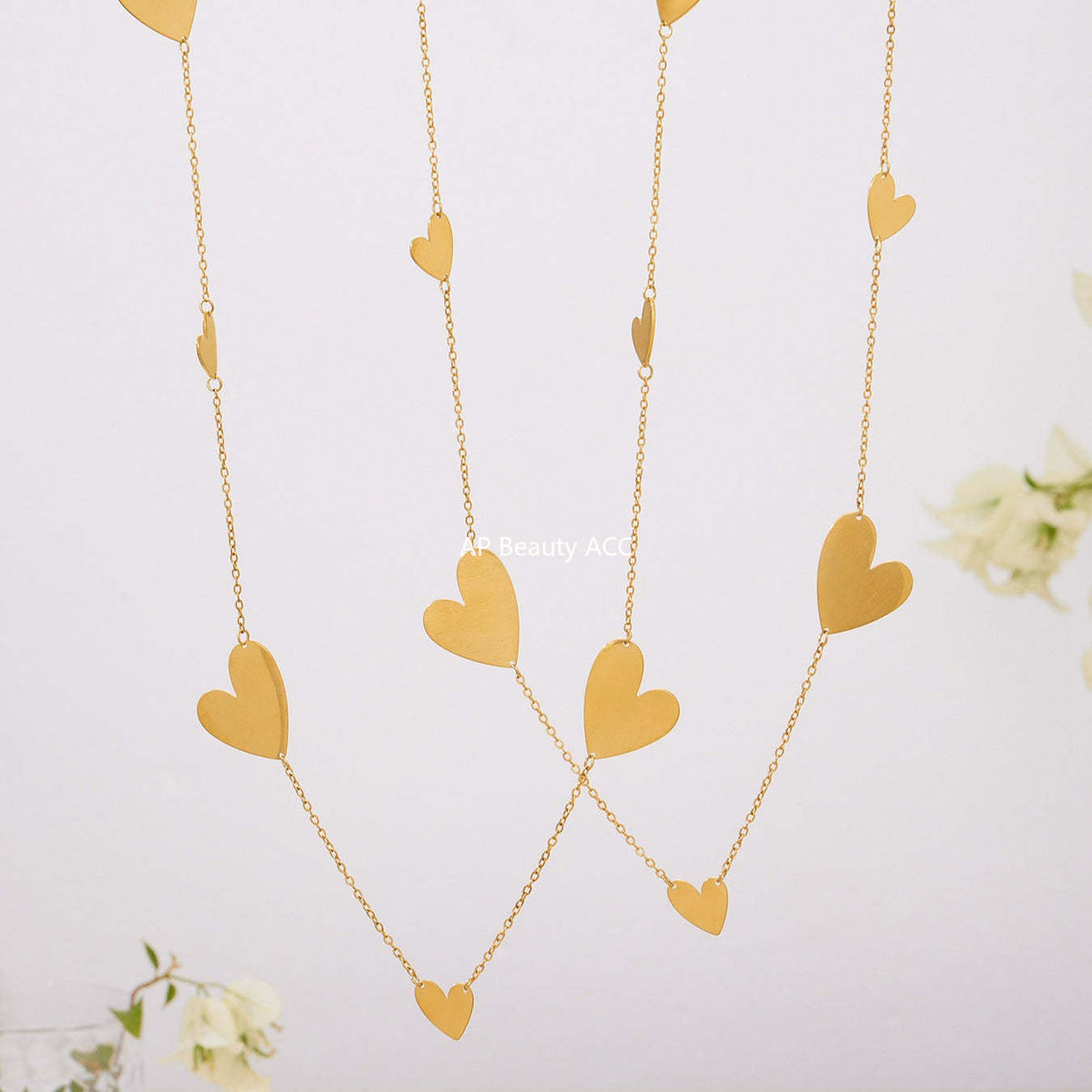 B廠-不鏽鋼大小愛心質感耳環戒指毛衣鏈跨境飾品套裝鍍18k真金「TXP462」25.10-5