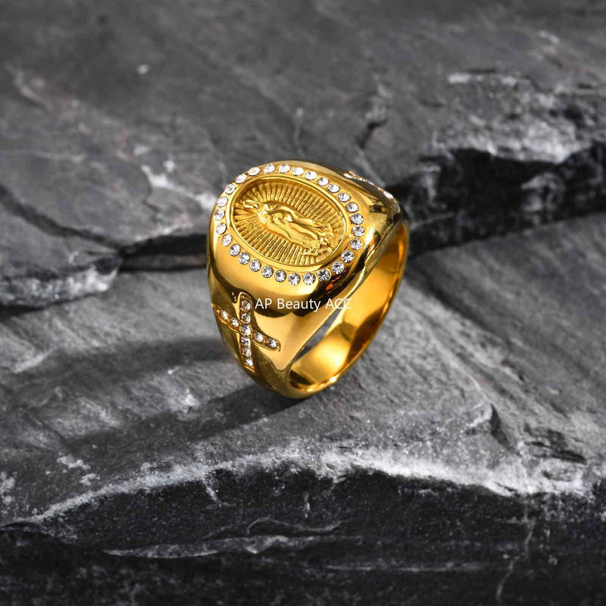 G廠-跨境歐美熱銷嘻哈HIPHOP復古瑪利亞指環 時尚鋯石男士鈦鋼「RC-959」25.11-1