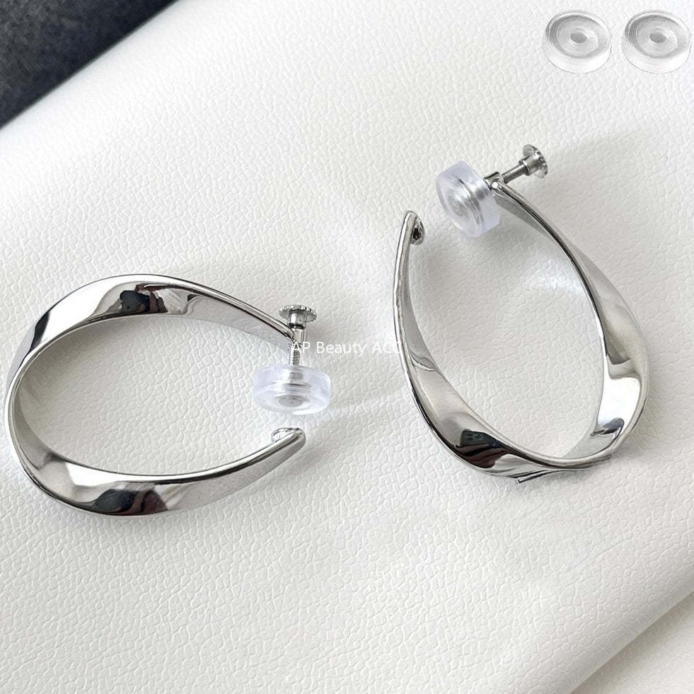 C廠-冷淡風金屬風格素圈耳夾女小眾設計感高級莫比烏斯無耳洞耳骨夾「EJ-55」25.12-1