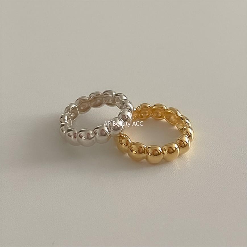 F廠-韓版飾品925純銀間圓珠戒指簡約小紅書戒指指環首飾「J1909」25.10-1