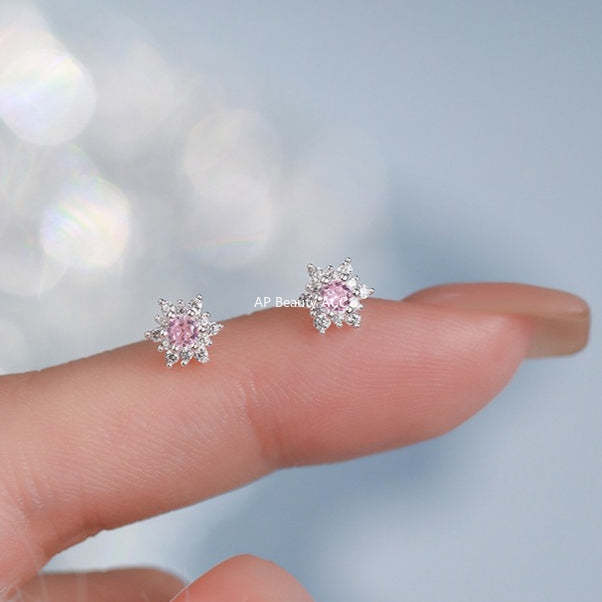 D廠-足銀S999雪花鋯石耳環韓風新款創意甜美風溫柔聖誕養耳洞耳飾批發「YC5733E_2」25.12-3