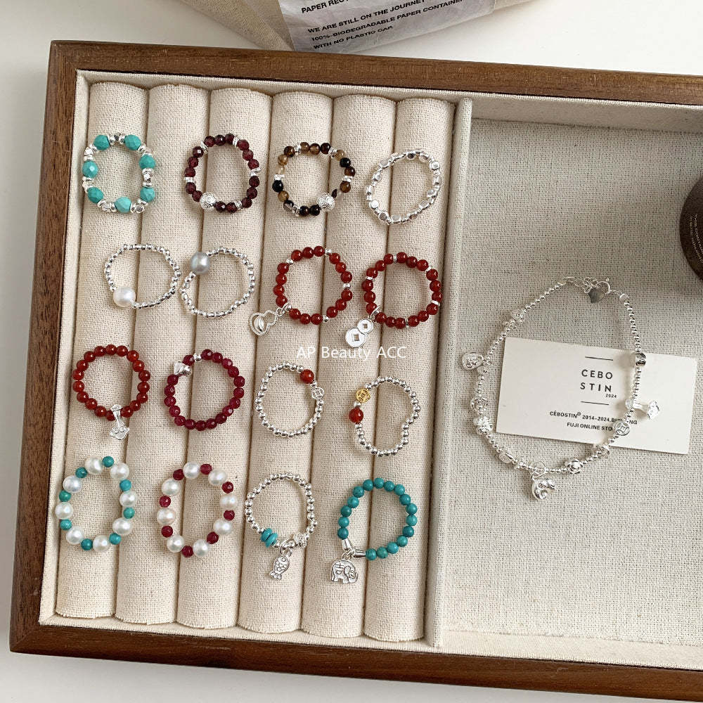 C廠-古風宮廷風葫蘆繡球愛心錢幣大象吉祥淡水珍珠彈力S925純銀戒指「RA」25.11-4