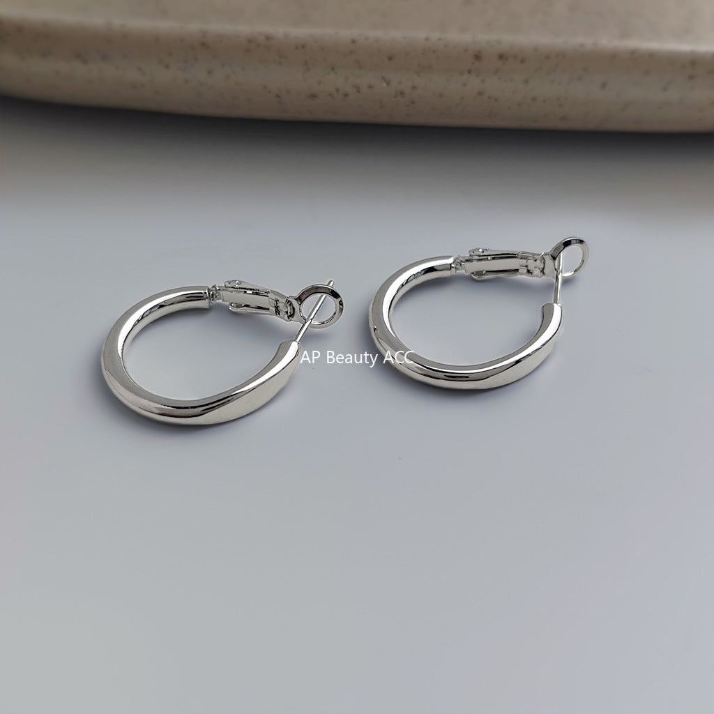 A廠-個性甜酷風時尚通勤百搭ins圓形幾何圓環耳環925銀針耳圈耳飾「7017」25.11-1
