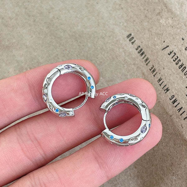 C廠-日韓甜美風幾何星星鋯石耳環女小眾簡約銀針耳圈個性精緻百搭耳扣「EH-4135」25.12-2