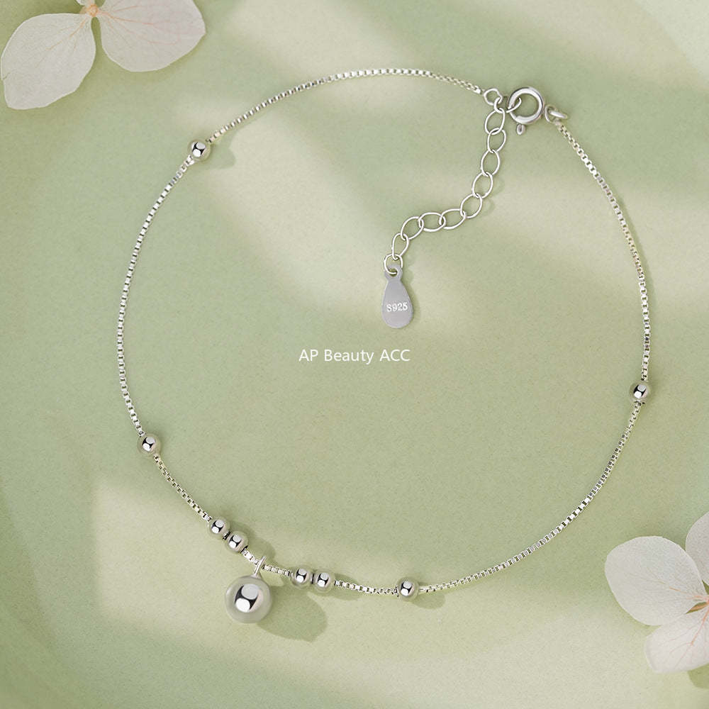 D廠-純銀S925小眾設計轉運珠腳鍊女幾何新中式國風百搭簡約腳鍊批發「YC4635SL_1」25.12-3
