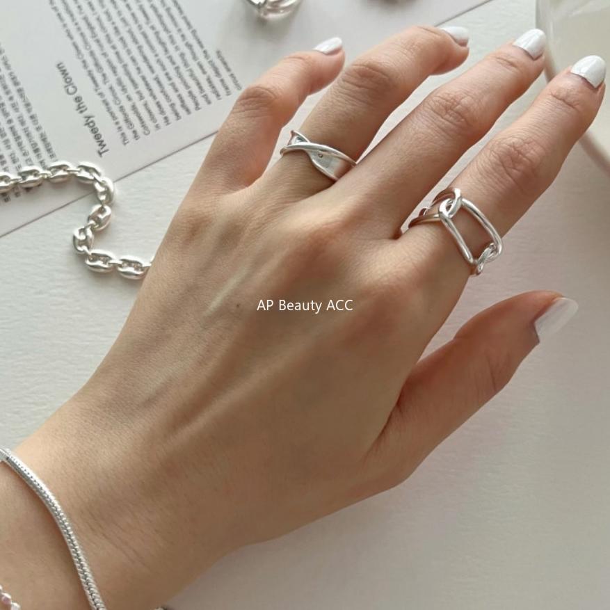 F廠-韓國韓版飾品925純銀戒指網紅不規則折疊戒指指環首飾時尚「J1797」25.11-2