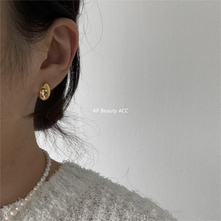 F廠-韓國韓版925純銀橢圓耳扣簡約冷淡風氣質ins風耳飾「C1220」25.10-1