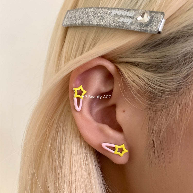 C廠-甜美可愛小眾星星發夾耳釘925銀針新款百搭少女清新簡約設計耳飾「EH-4261」25.11-3