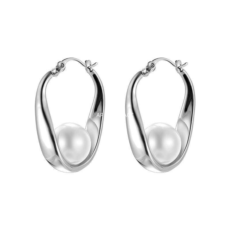 C廠-簡約復古百搭氣質珍珠耳環女時尚高級感秋冬耳扣輕奢精緻港風耳飾「EH-4131」25.11-2