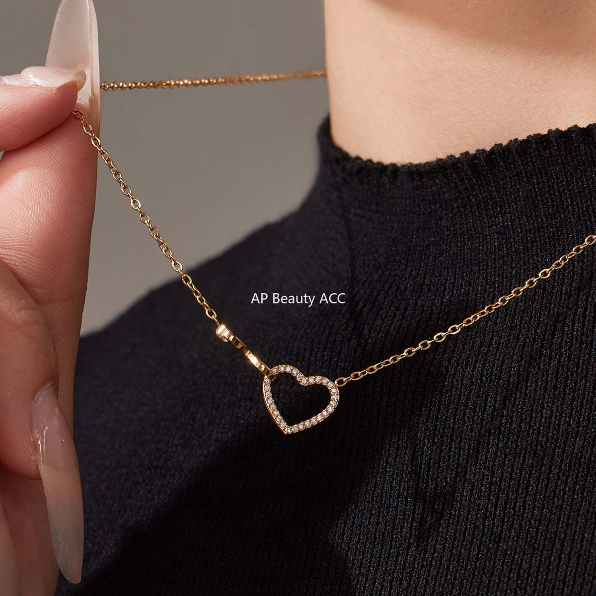 B廠-跨境熱銷款愛心8字鋯石超精緻項鍊手鍊套裝不鏽鋼鍍18k真金「TXP461」25.11-3