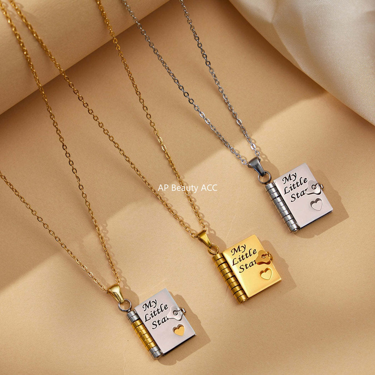 B廠-不鏽鋼小書本可打開刻字吊墜項鍊鍍18k真金歐美時尚熱銷新款飾品「RP022」25.12-3