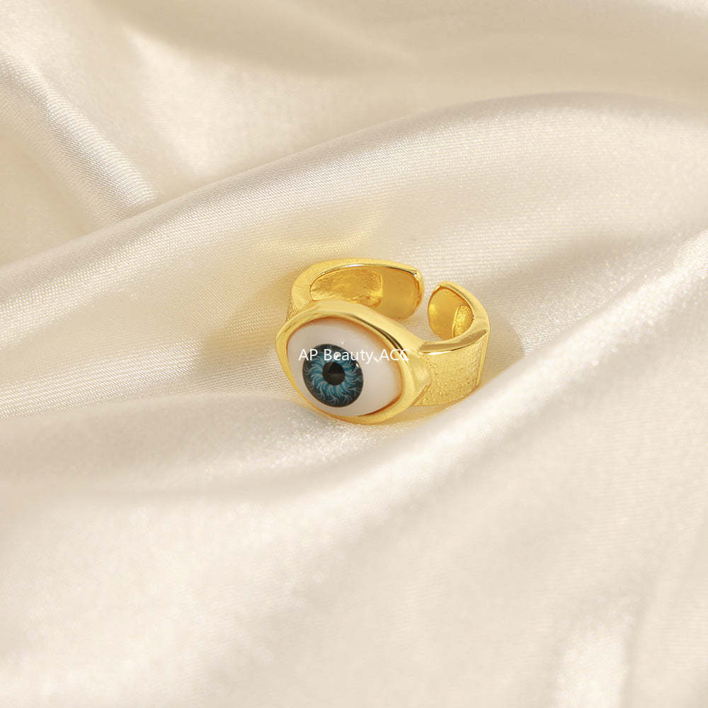 B廠-跨境嘻哈風女式銅鍍真金指環惡魔之眼開口手環手鐲歐美風個性套裝「Y088」25.10-5