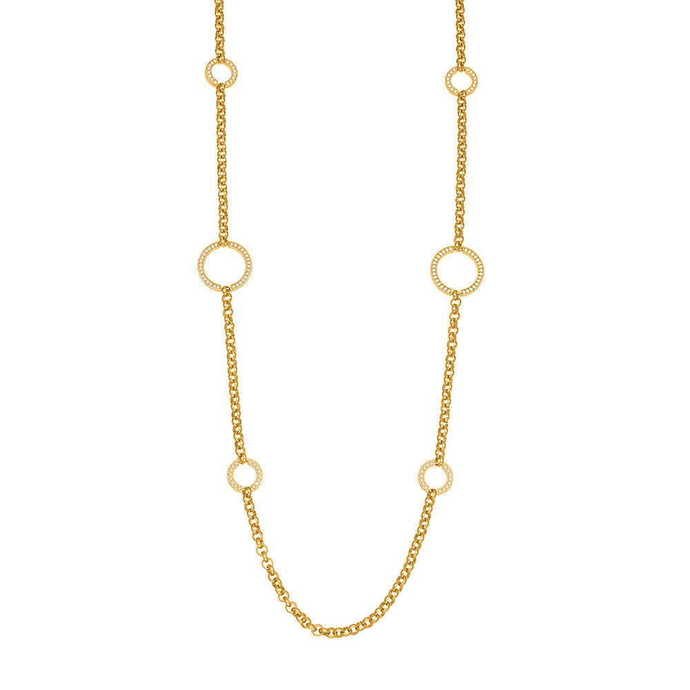 B廠-跨境流行長款毛衣鏈O字5A鋯石雙層疊戴項鍊不鏽鋼材質飾品「M085」25.11-3