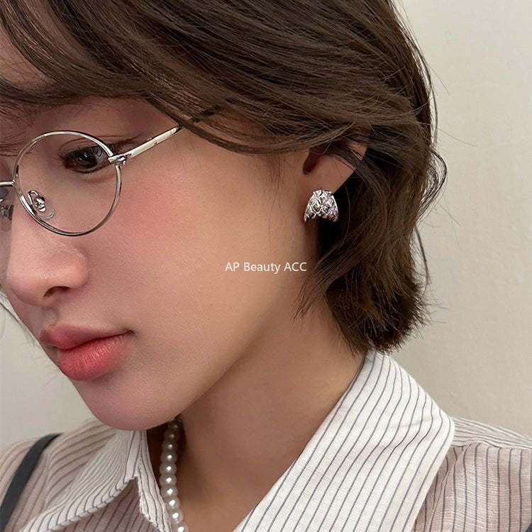 C廠-ins簡約設計感菱紋曲面耳釘女獨特個性氣質百搭個性耳環高級耳飾「EH-4140」25.10-5