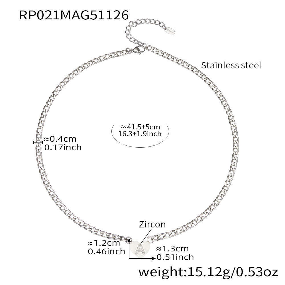 B廠-不鏽鋼愛心字母鑲嵌鋯石吊墜項鍊手鍊套裝 歐美個性首飾鍍18k真金「RP021」25.12-1