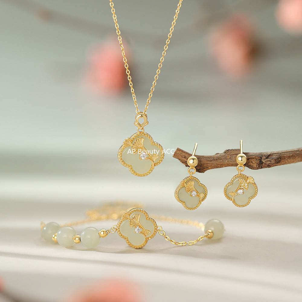 D廠-原創純銀S925何其有幸銀杏葉項鍊溫柔輕奢個性耳環小眾手鍊批發「YC9194E_1 YC4558SL_1 YC2030N_1」25.12-1