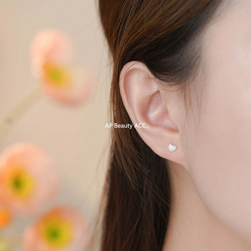 D廠-S999足銀愛心方形蝴蝶結圓形耳環輕奢小眾設計氣質清新耳飾批發「YC2652E_1」25.11-1