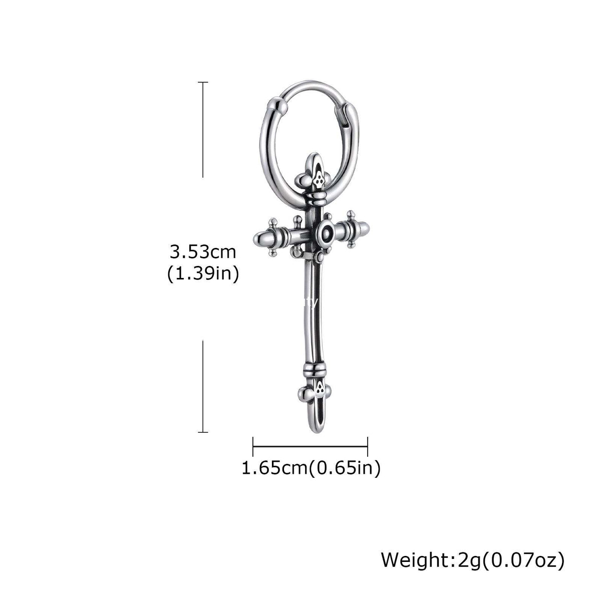 G廠-不鏽鋼男士潮流個性氣質耳扣耳飾幾何十字架耳環鋼色「ED-966」25.12-1