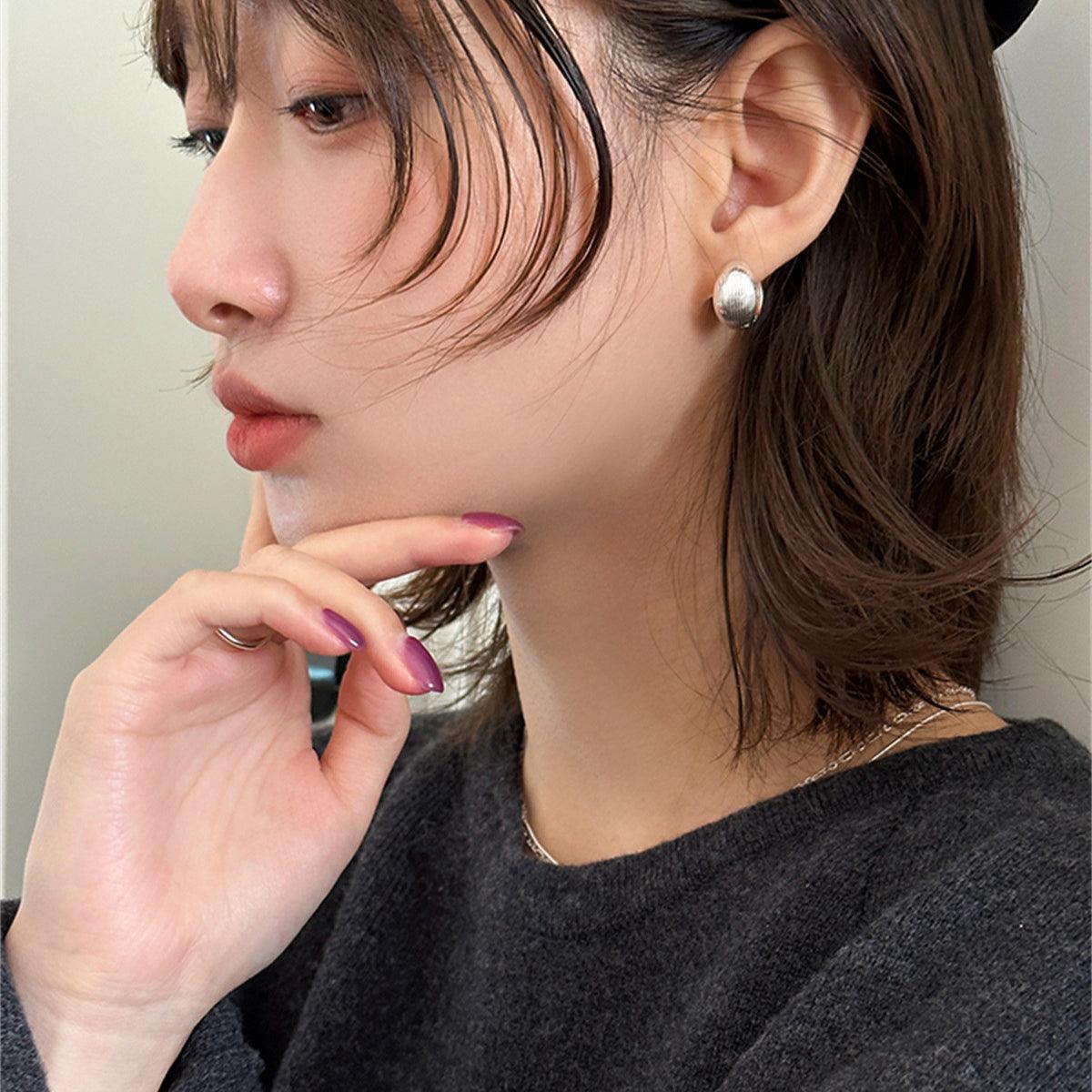 C廠-博主同款素圈貝殼耳環女簡約大氣高級感銀針耳扣輕奢時尚新耳釘「EH-3450」25.04-1