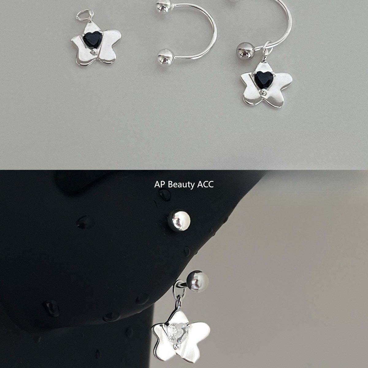 C廠-精緻韓系花朵吊墜耳釘女百搭甜美氣質銀針愛心耳環簡約甜酷風耳飾「EH-4340」25.11-4