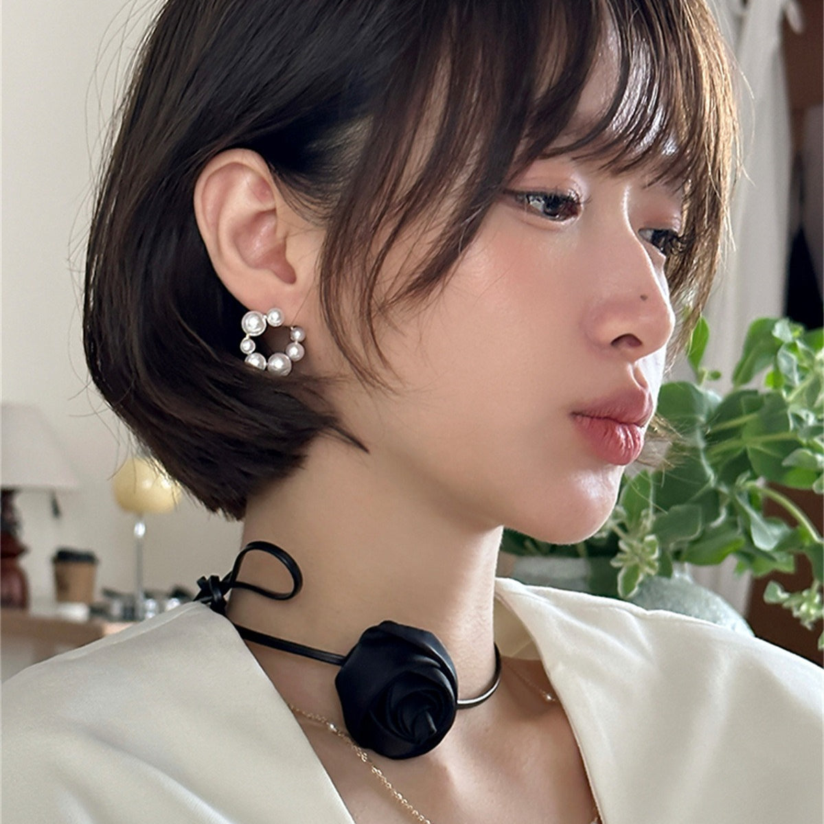 C廠-小眾設計感法式chic大小珍珠耳釘女小清新超仙氣質百搭銀針耳扣「EH-3979」25.10-1