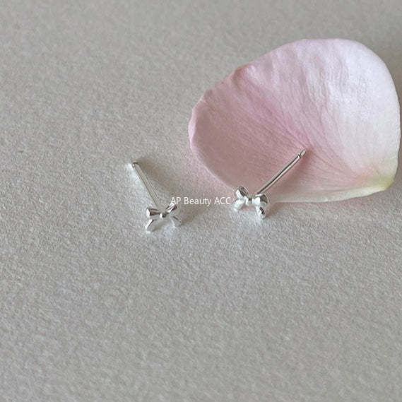 C廠-925純銀迷你蝴蝶結耳釘女甜美風精緻日常百搭耳環ins少女風耳飾「EH-4293」25.12-1