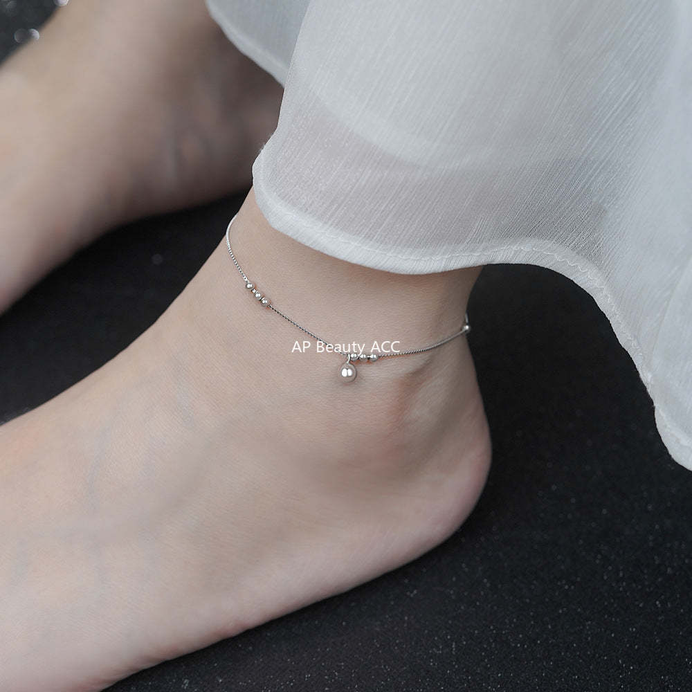D廠-純銀S925小眾設計轉運珠腳鍊女幾何新中式國風百搭簡約腳鍊批發「YC4635SL_1」25.12-3