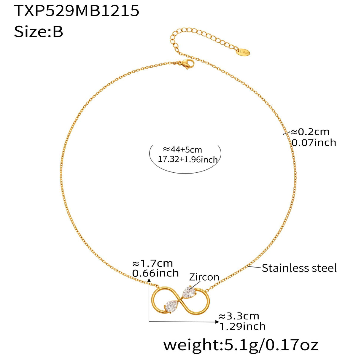 B廠-不鏽鋼滿鑽超閃愛心8字交叉項鍊手鍊套裝歐美風時尚飾品鍍18k真金「TXP529」25.12-3