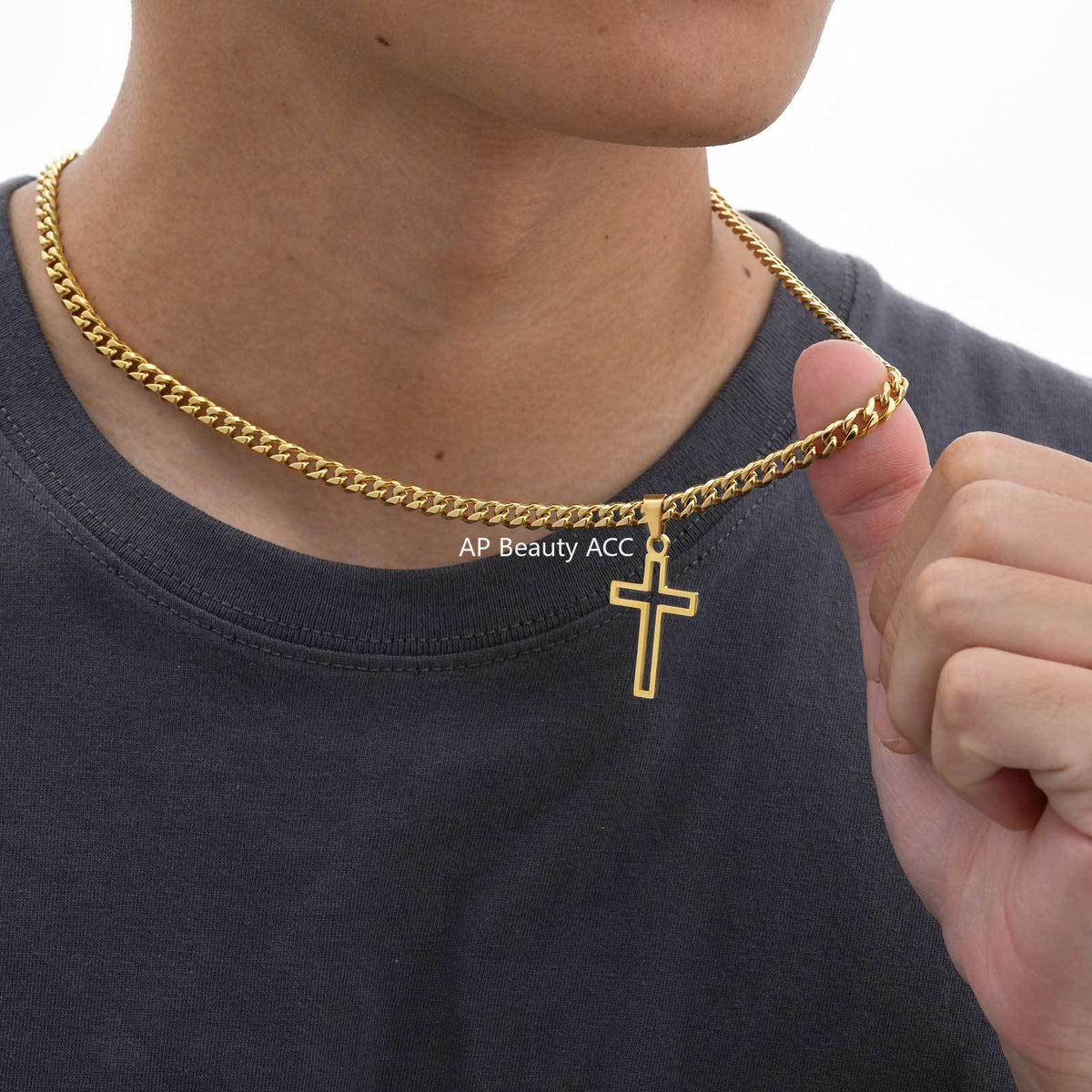 G廠-鈦鋼飾品 不鏽鋼鏤空十字架吊墜項鍊時尚復古高級感鎖骨鏈「PN-1531」25.11-1