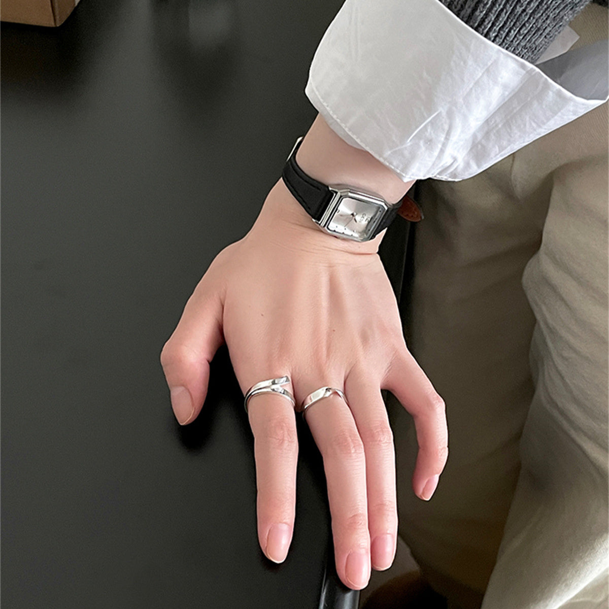 C廠-925純銀莫比烏斯戒指女簡約高級感ins潮人綁帶設計食指戒輕奢指環「JZ-0619」25.05-1